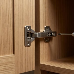 Cabinet hinge and door gap showing the importance of fitting and adjustment