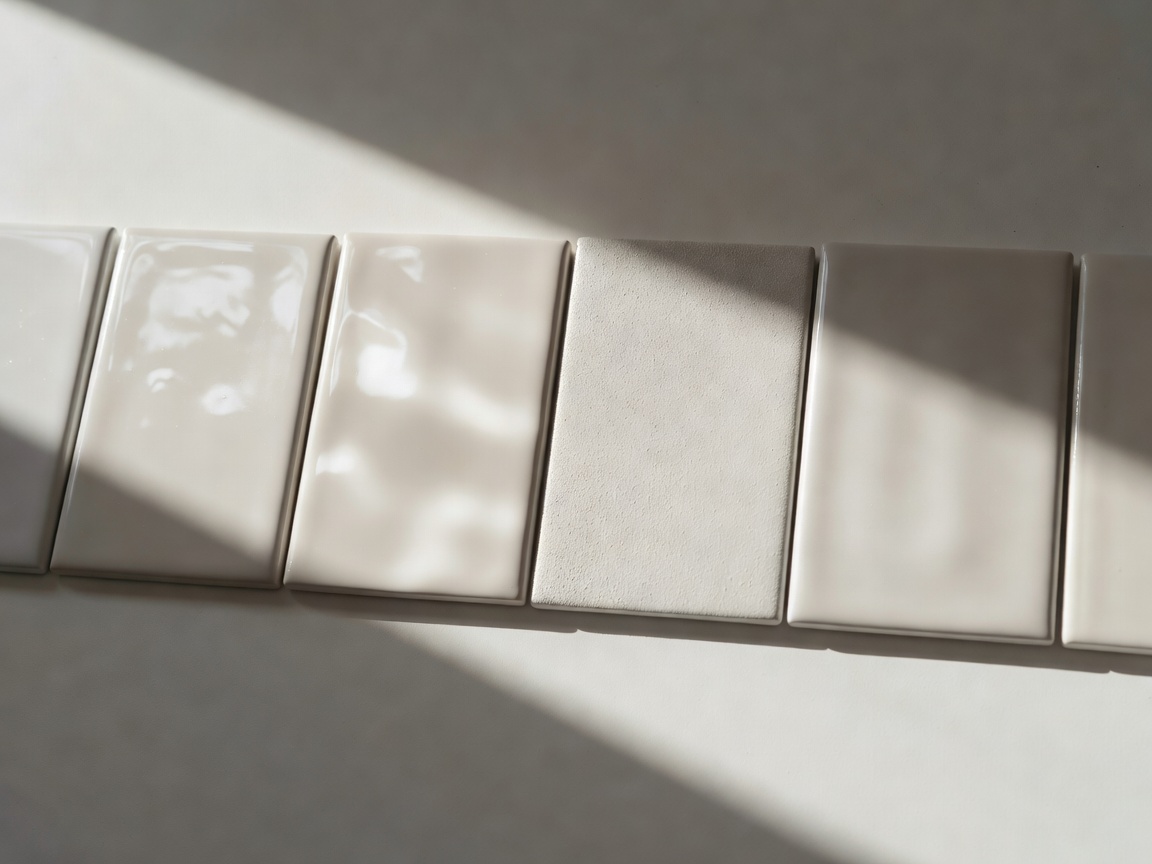 Painted wall samples in angled light showing differences in sheen and surface texture
